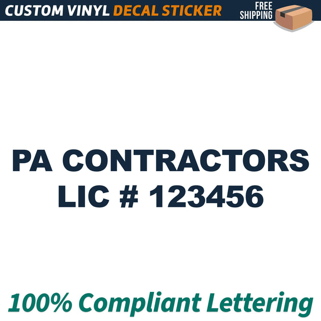 PA Contractors LIC # Number Regulation Decal Sticker, (Set of 2 ...