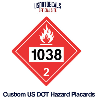 Hazard Class 2 Flammable Gas UN #1038 Placard