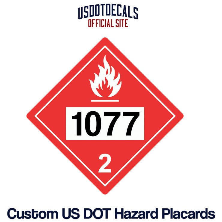 Hazard Class 2 Flammable Gas UN #1077 Placard – USDOT Decals