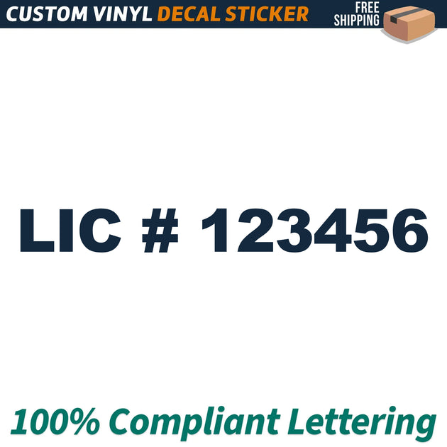 LIC (License) # Number Regulation Decal Sticker, (Set of 2) – USDOT Decals