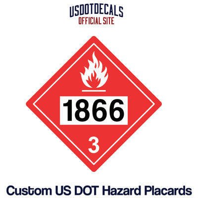 Hazard Class 3 Flammable Liquids UN #1866 Placard