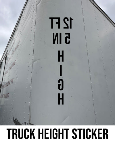 reversed truck height decal sticker