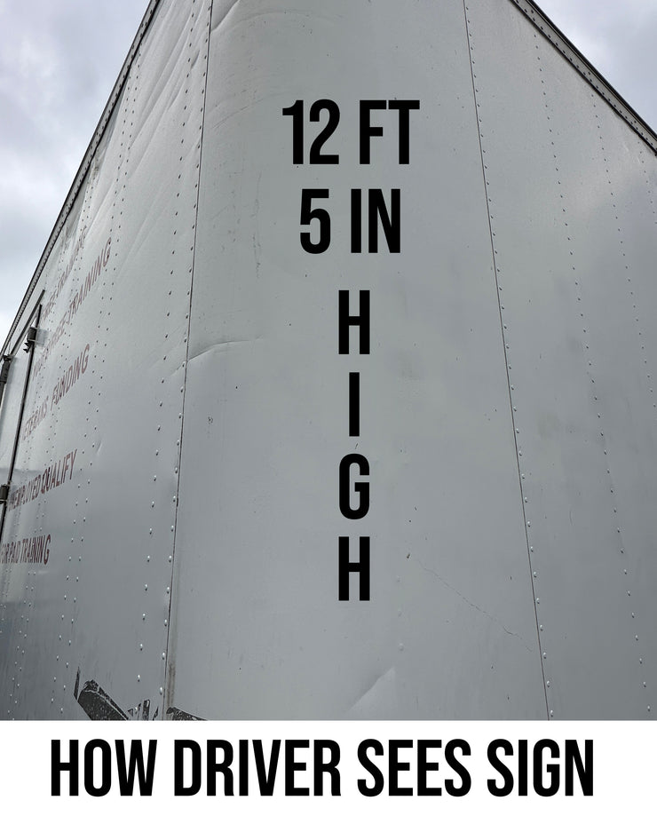 Vertical Truck Height Reversed Decal Sticker Lettering (Set of 2)