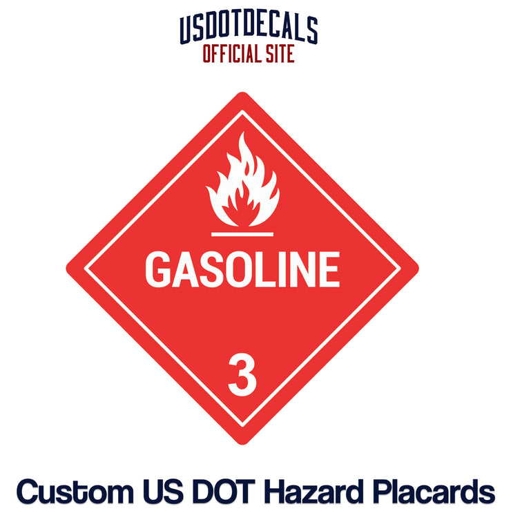 Hazard Class 3 Flammable Liquids Gasoline Placard