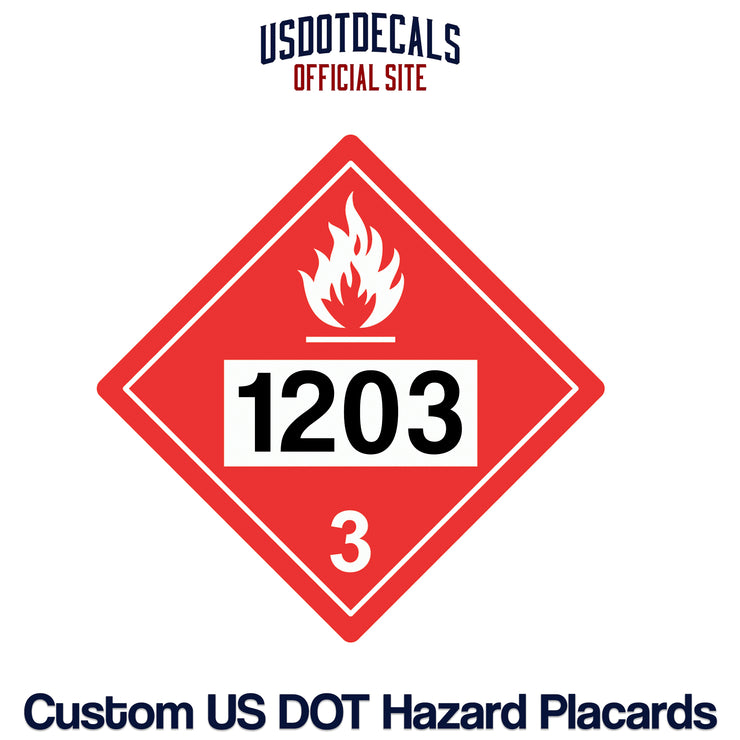 Hazard Class 3 Flammable Liquids UN #1203 Placard