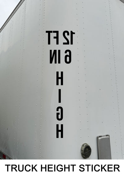 vertical truck height decal sticker reversed