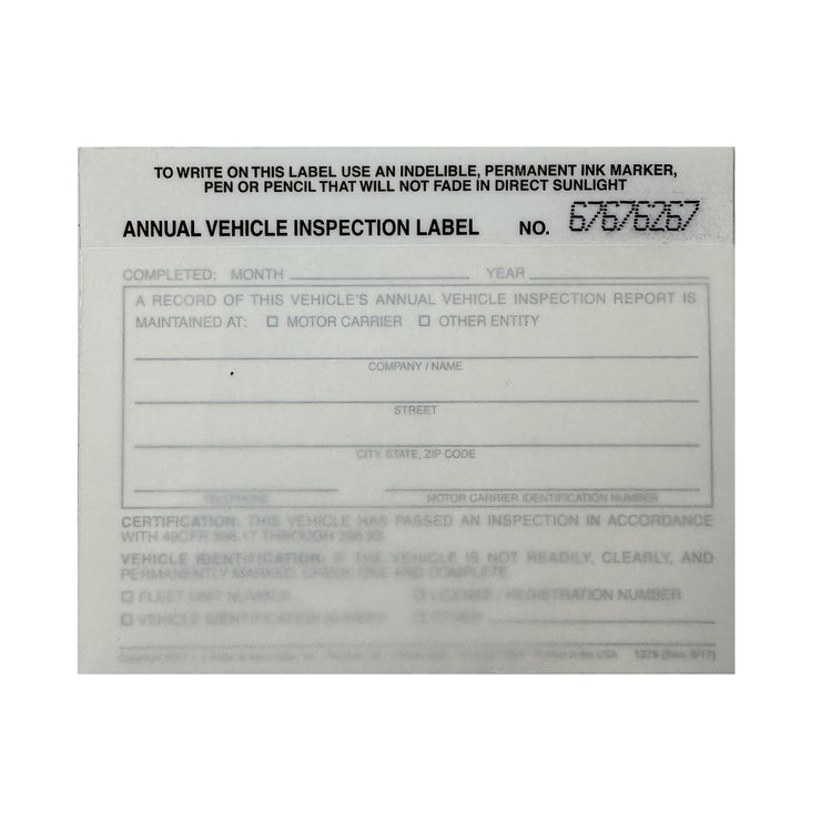 Annual Vehicle Inspection Label Sticker