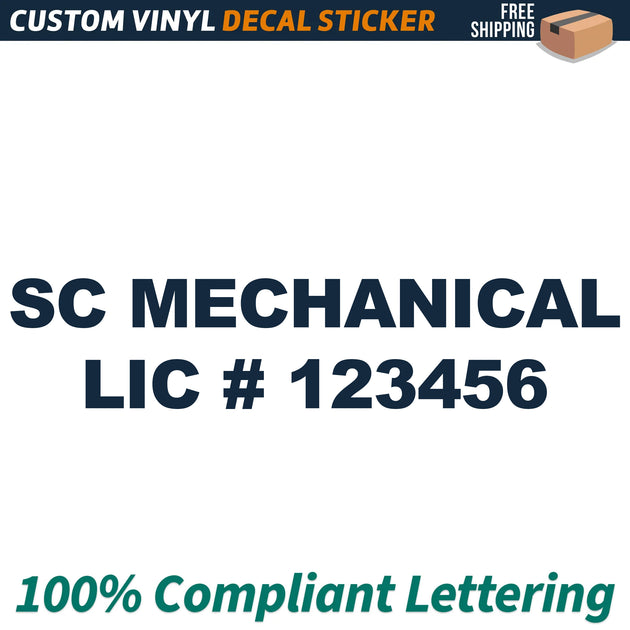 Regulation Sticker SC Mechanical LIC # Number Regulation Decal Sticker, (Set of 2) – USDOT ...