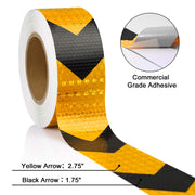 Black & Yellow Striped Conspicuity Reflective Tape | Safety Custom Roll | Many Lengths