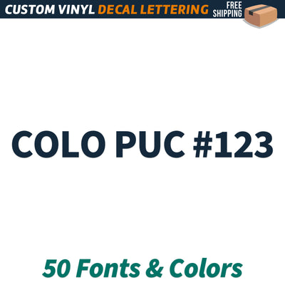 COLO PUC Number Regulation Decal Sticker, (Set of 2)