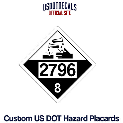 Hazard Class 8 Corrosive UN #2796 Placard