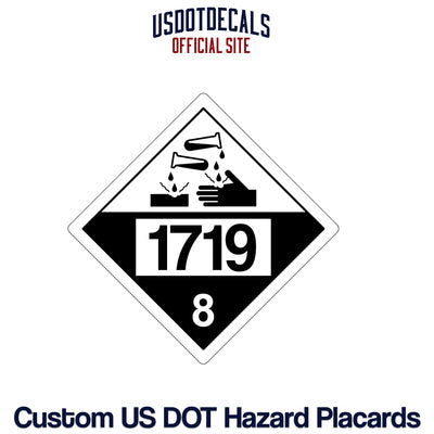 Hazard Class 8 Corrosive UN #1719 Placard