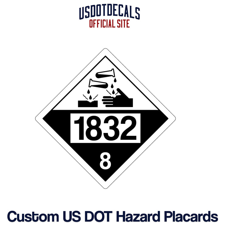 Hazard Class 8 Corrosive UN #1832 Placard