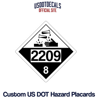 Hazard Class 8 Corrosive UN #2209 Placard