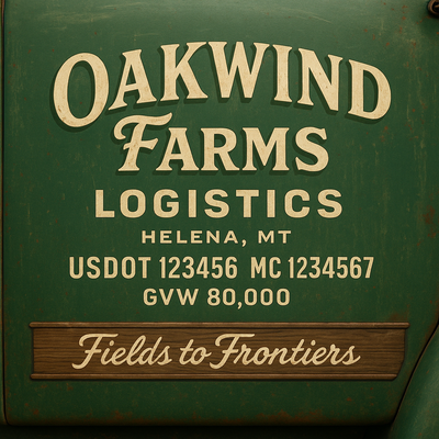 Trucking, Logistics, Transport Inspired Truck Door Lettering Decal Sticker Signs For Style & Compliance With USDOT, MC, GVW Or Any Regulation Number Lines (Set of 2)
