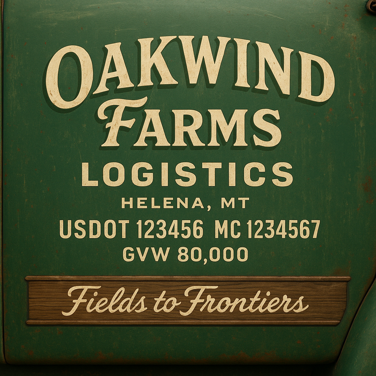 Trucking, Logistics, Transport Inspired Truck Door Lettering Decal Sticker Signs For Style & Compliance With USDOT, MC, GVW Or Any Regulation Number Lines (Set of 2)
