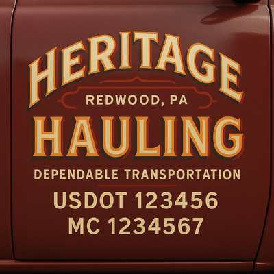 Trucking, Logistics, Transport Inspired Truck Door Lettering Decal Sticker Signs For Style & Compliance With USDOT, MC, GVW Or Any Regulation Number Lines (Set of 2)