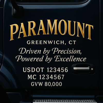 Trucking, Logistics, Transport Inspired Truck Door Lettering Decal Sticker Signs For Style & Compliance With USDOT, MC, GVW Or Any Regulation Number Lines (Set of 2)