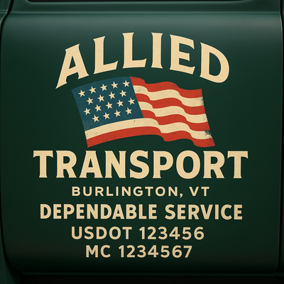 Trucking, Logistics, Transport Inspired Truck Door Lettering Decal Sticker Signs For Style & Compliance With USDOT, MC, GVW Or Any Regulation Number Lines (Set of 2)