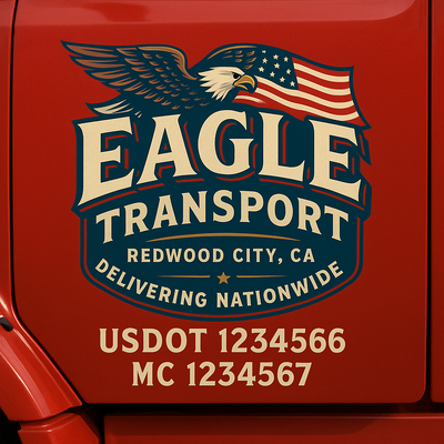 Trucking, Logistics, Transport Inspired Truck Door Lettering Decal Sticker Signs For Style & Compliance With USDOT, MC, GVW Or Any Regulation Number Lines (Set of 2)