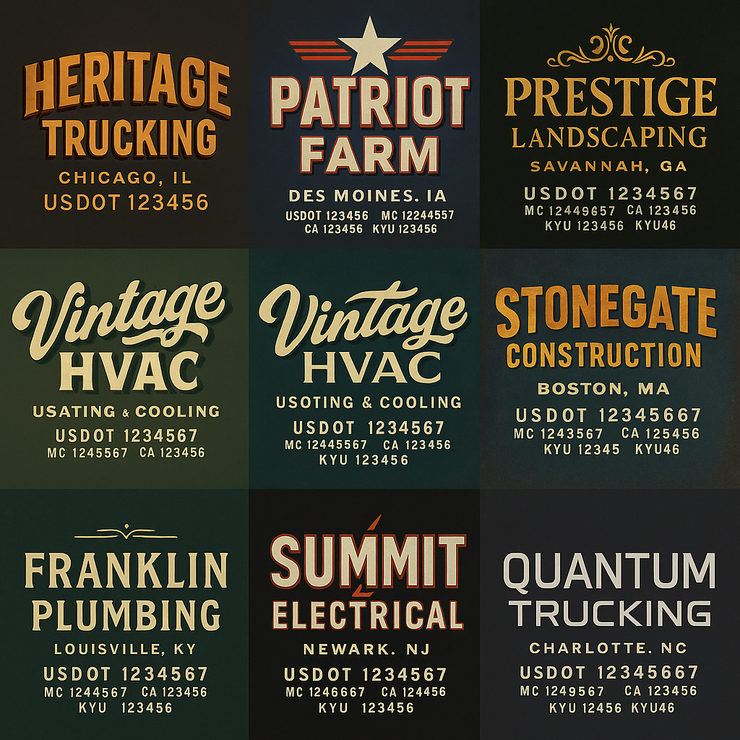 Trucking, Logistics, Transport Inspired Truck Door Lettering Decal Sticker Signs For Style & Compliance With USDOT, MC, GVW Or Any Regulation Number Lines (Set of 2)