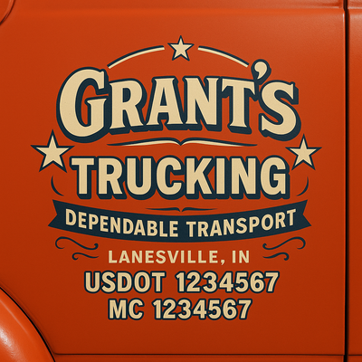 Trucking, Logistics, Transport Inspired Truck Door Lettering Decal Sticker Signs For Style & Compliance With USDOT, MC, GVW Or Any Regulation Number Lines (Set of 2)