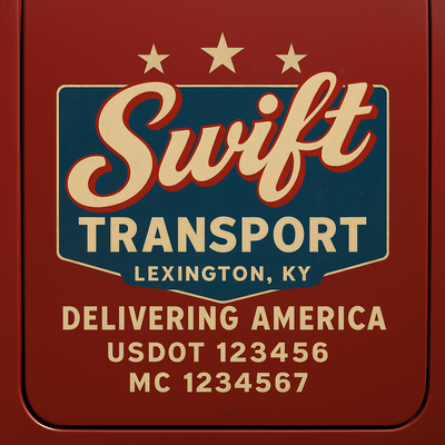 Trucking, Logistics, Transport Inspired Truck Door Lettering Decal Sticker Signs For Style & Compliance With USDOT, MC, GVW Or Any Regulation Number Lines (Set of 2)