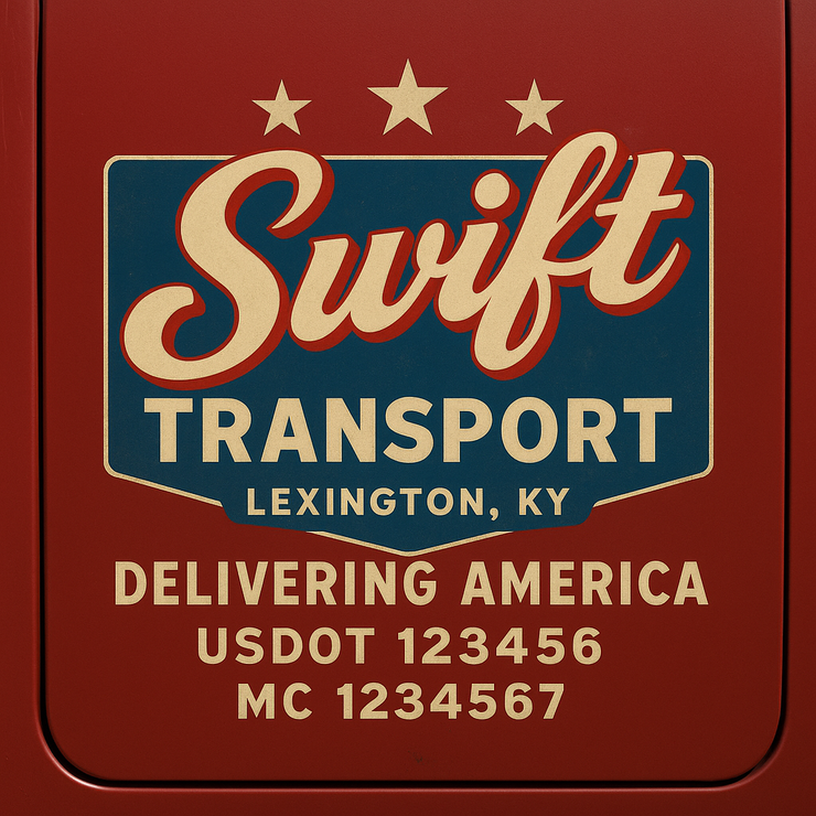 Trucking, Logistics, Transport Inspired Truck Door Lettering Decal Sticker Signs For Style & Compliance With USDOT, MC, GVW Or Any Regulation Number Lines (Set of 2)