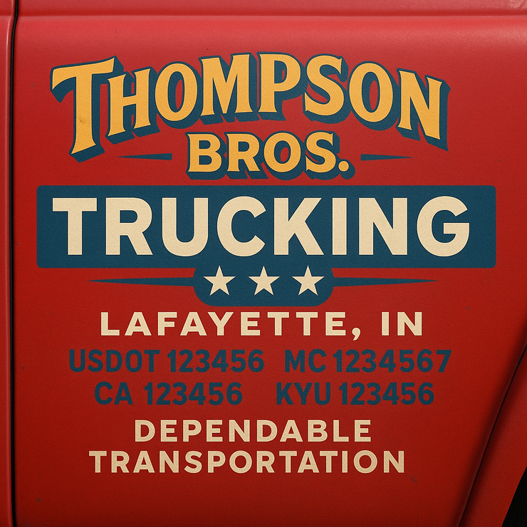 Trucking, Logistics, Transport Inspired Truck Door Lettering Decal Sticker Signs For Style & Compliance With USDOT, MC, GVW Or Any Regulation Number Lines (Set of 2)