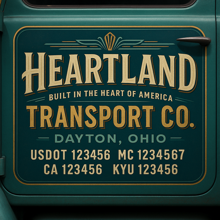 Trucking, Logistics, Transport Inspired Truck Door Lettering Decal Sticker Signs For Style & Compliance With USDOT, MC, GVW Or Any Regulation Number Lines (Set of 2)