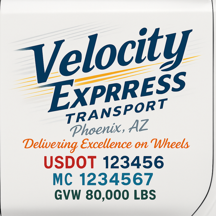 Trucking, Logistics, Transport Inspired Truck Door Lettering Decal Sticker Signs For Style & Compliance With USDOT, MC, GVW Or Any Regulation Number Lines (Set of 2)