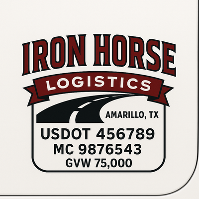 Trucking, Logistics, Transport Inspired Truck Door Lettering Decal Sticker Signs For Style & Compliance With USDOT, MC, GVW Or Any Regulation Number Lines (Set of 2)