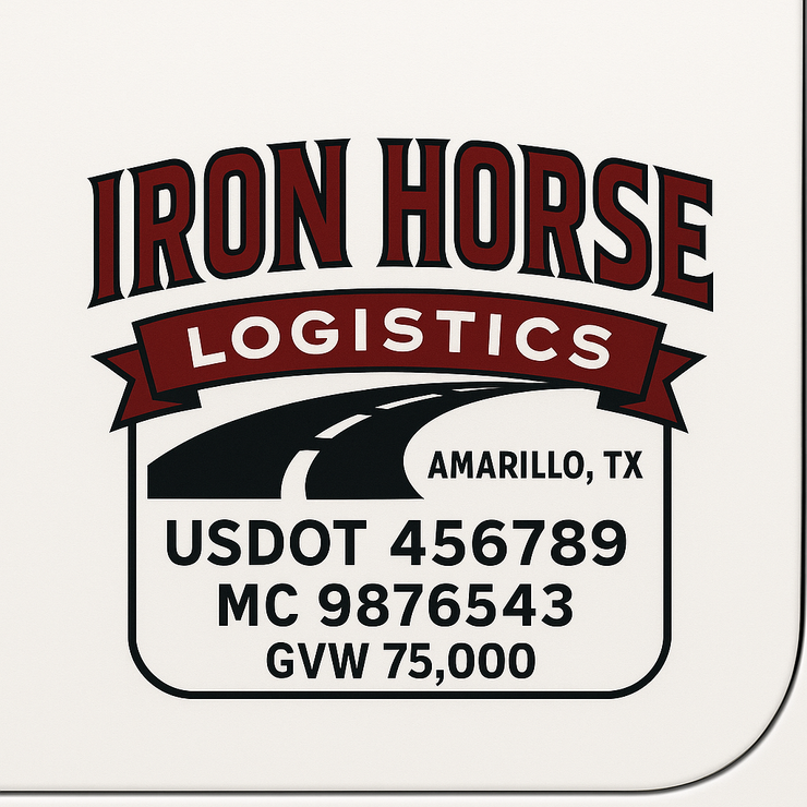 Trucking, Logistics, Transport Inspired Truck Door Lettering Decal Sticker Signs For Style & Compliance With USDOT, MC, GVW Or Any Regulation Number Lines (Set of 2)