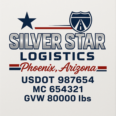 Trucking, Logistics, Transport Inspired Truck Door Lettering Decal Sticker Signs For Style & Compliance With USDOT, MC, GVW Or Any Regulation Number Lines (Set of 2)