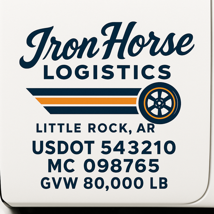 Trucking, Logistics, Transport Inspired Truck Door Lettering Decal Sticker Signs For Style & Compliance With USDOT, MC, GVW Or Any Regulation Number Lines (Set of 2)