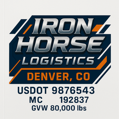 Trucking, Logistics, Transport Inspired Truck Door Lettering Decal Sticker Signs For Style & Compliance With USDOT, MC, GVW Or Any Regulation Number Lines (Set of 2)