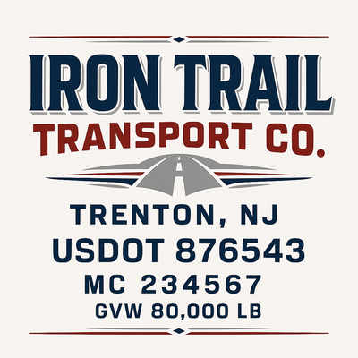 Trucking, Logistics, Transport Inspired Truck Door Lettering Decal Sticker Signs For Style & Compliance With USDOT, MC, GVW Or Any Regulation Number Lines (Set of 2)