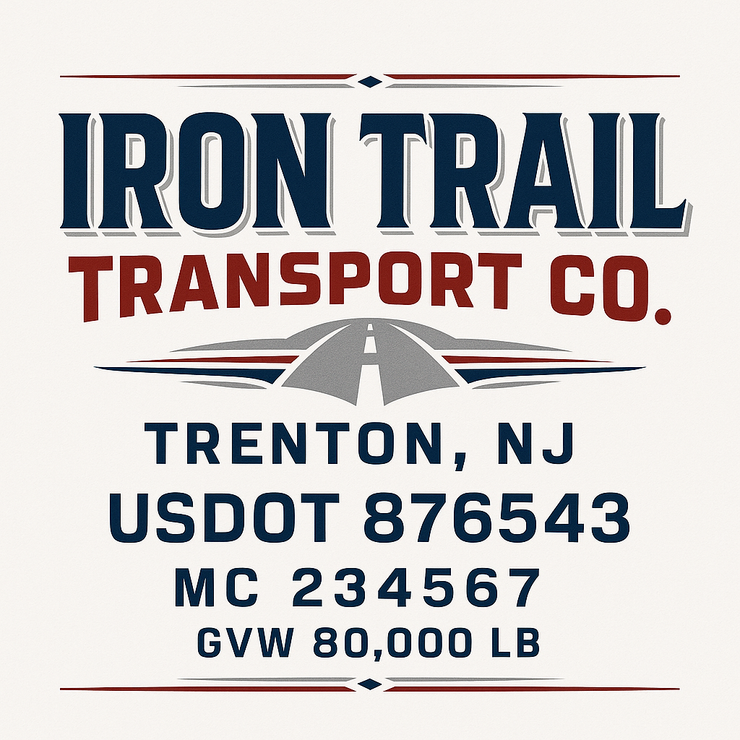 Trucking, Logistics, Transport Inspired Truck Door Lettering Decal Sticker Signs For Style & Compliance With USDOT, MC, GVW Or Any Regulation Number Lines (Set of 2)