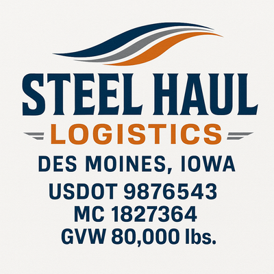 Trucking, Logistics, Transport Inspired Truck Door Lettering Decal Sticker Signs For Style & Compliance With USDOT, MC, GVW Or Any Regulation Number Lines (Set of 2)