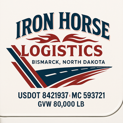 Trucking, Logistics, Transport Inspired Truck Door Lettering Decal Sticker Signs For Style & Compliance With USDOT, MC, GVW Or Any Regulation Number Lines (Set of 2)