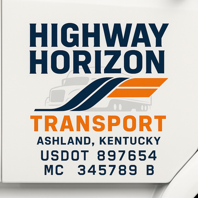 Trucking, Logistics, Transport Inspired Truck Door Lettering Decal Sticker Signs For Style & Compliance With USDOT, MC, GVW Or Any Regulation Number Lines (Set of 2)