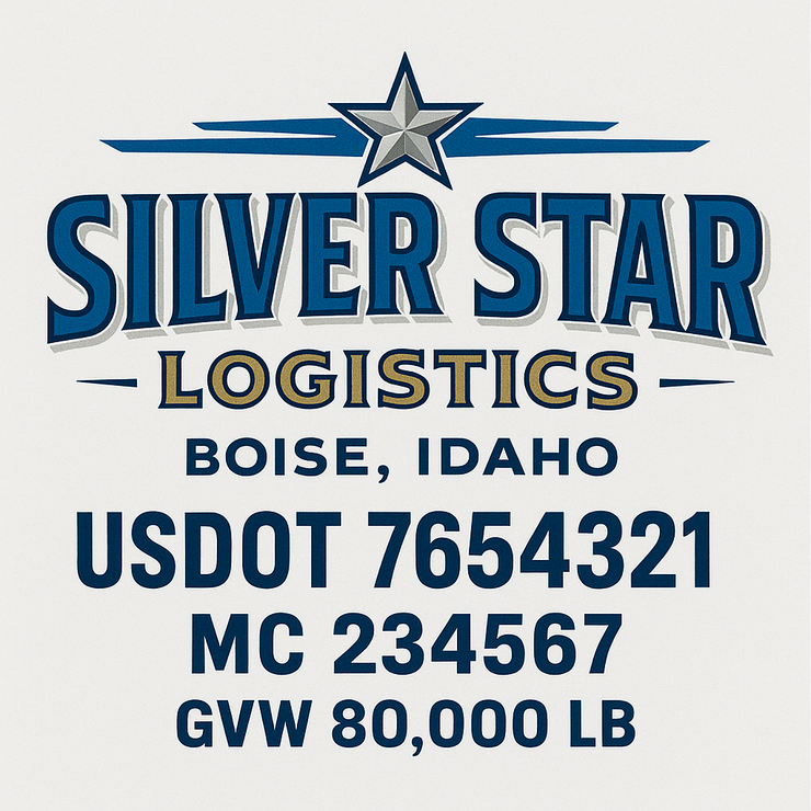 Trucking, Logistics, Transport Inspired Truck Door Lettering Decal Sticker Signs For Style & Compliance With USDOT, MC, GVW Or Any Regulation Number Lines (Set of 2)