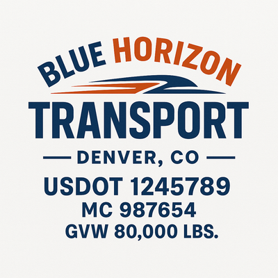 Trucking, Logistics, Transport Inspired Truck Door Lettering Decal Sticker Signs For Style & Compliance With USDOT, MC, GVW Or Any Regulation Number Lines (Set of 2)