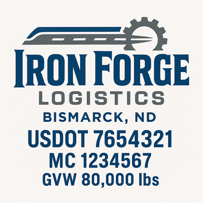 Trucking, Logistics, Transport Inspired Truck Door Lettering Decal Sticker Signs For Style & Compliance With USDOT, MC, GVW Or Any Regulation Number Lines (Set of 2)