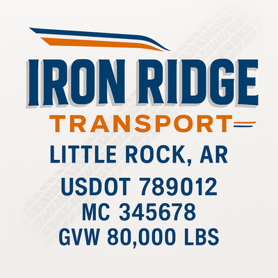 Trucking, Logistics, Transport Inspired Truck Door Lettering Decal Sticker Signs For Style & Compliance With USDOT, MC, GVW Or Any Regulation Number Lines (Set of 2)