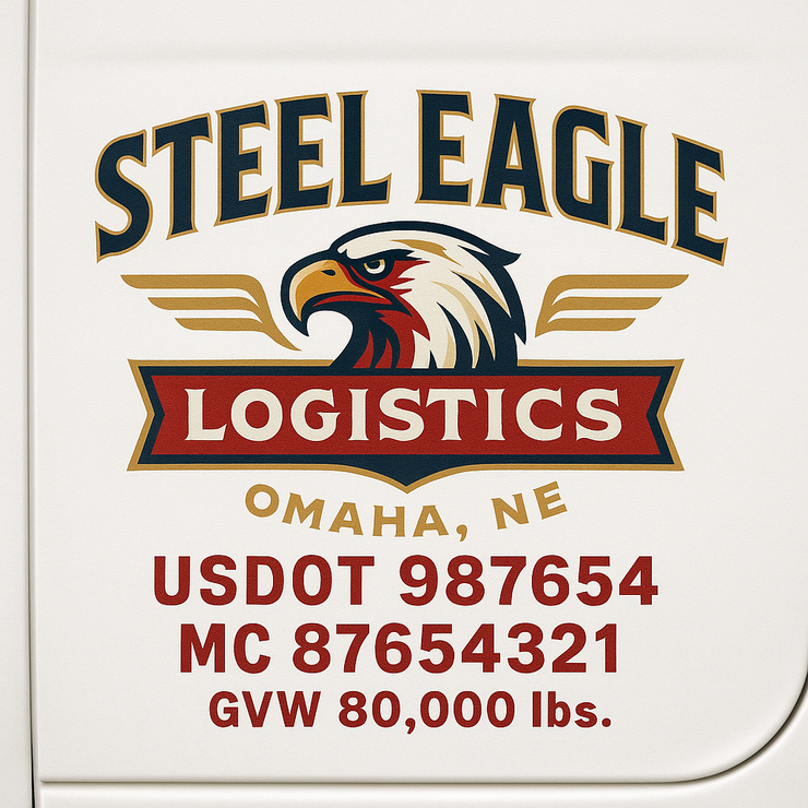 Trucking, Logistics, Transport Inspired Truck Door Lettering Decal Sticker Signs For Style & Compliance With USDOT, MC, GVW Or Any Regulation Number Lines (Set of 2)