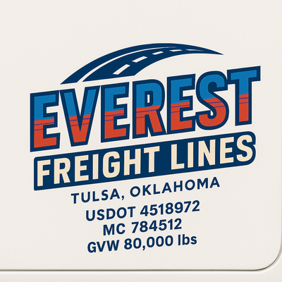Trucking, Logistics, Transport Inspired Truck Door Lettering Decal Sticker Signs For Style & Compliance With USDOT, MC, GVW Or Any Regulation Number Lines (Set of 2)