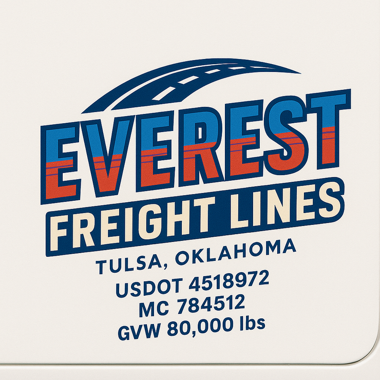 Trucking, Logistics, Transport Inspired Truck Door Lettering Decal Sticker Signs For Style & Compliance With USDOT, MC, GVW Or Any Regulation Number Lines (Set of 2)