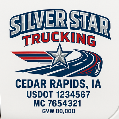 Trucking, Logistics, Transport Inspired Truck Door Lettering Decal Sticker Signs For Style & Compliance With USDOT, MC, GVW Or Any Regulation Number Lines (Set of 2)