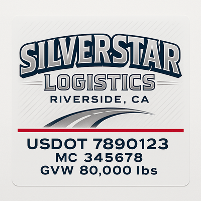 Trucking, Logistics, Transport Inspired Truck Door Lettering Decal Sticker Signs For Style & Compliance With USDOT, MC, GVW Or Any Regulation Number Lines (Set of 2)